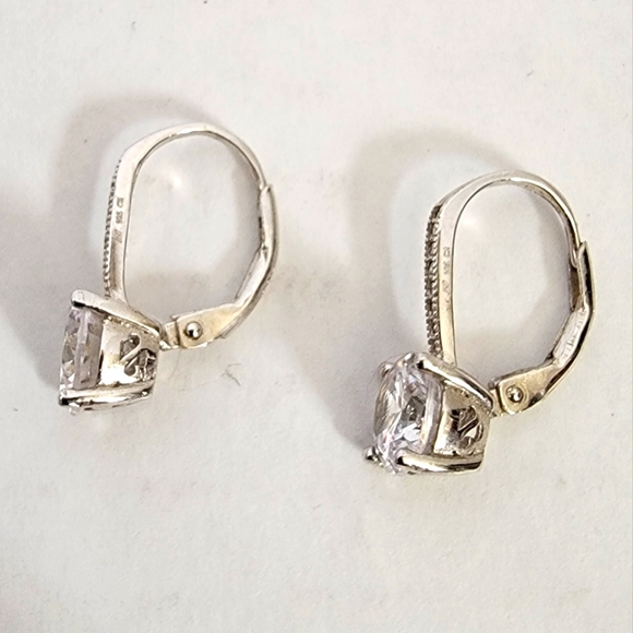 Earrings 925 Genuine Sterling Silver CZ - Picture 6 of 9